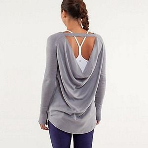 Lululemon Unity Drape-Back Keyhole Pullover Sweater in Heathered Fossil